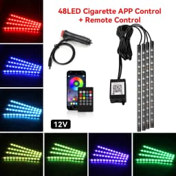 Neon 48 72 LED Car Interior Ambient Foot Light with USB Wireless Remote Music App Control Auto RGB Atmosphere Decorative Lamps