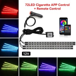 Neon 48 72 LED Car Interior Ambient Foot Light with USB Wireless Remote Music App Control Auto RGB Atmosphere Decorative Lamps