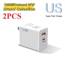 120W USB Fast Charger With Type C Cable Fast Charging Adapter For iPhone 16 Samsung Xiaomi Huawei PD Cell Phones Quick Charger
