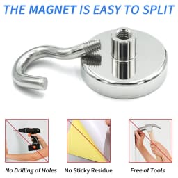 10/20Pcs Super Strong Neodymium Powerful Magnetic Hooks Ring Metal Magnet with Curved Hook Hanger for Hanging,Fridge,Wall,Key