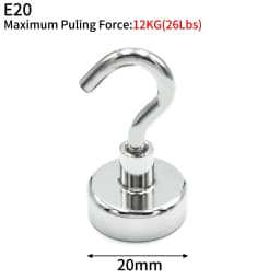 10/20Pcs Super Strong Neodymium Powerful Magnetic Hooks Ring Metal Magnet with Curved Hook Hanger for Hanging,Fridge,Wall,Key