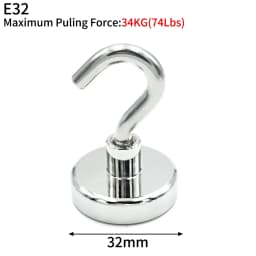 10/20Pcs Super Strong Neodymium Powerful Magnetic Hooks Ring Metal Magnet with Curved Hook Hanger for Hanging,Fridge,Wall,Key