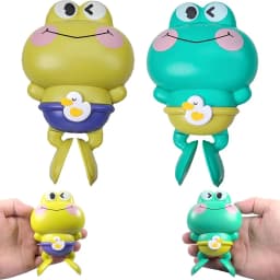 Wind-Up Swimming Frog Bath Toys for Toddlers, No Battery Mold-Free ABS Montessori Water Toy for Kids