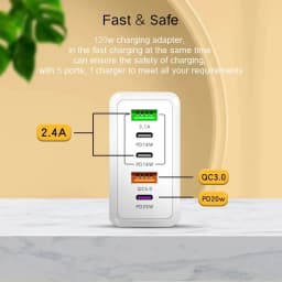 Multi Ports USB C Charger 120W PD Type C Fast Wall Charger EU/US/UK Plug for iPhone Samsung Xiaomi Huawei Mobile Phone Adapter
