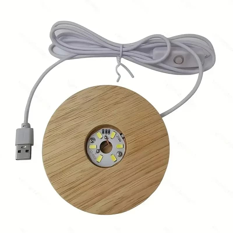 Wood Desktop Decorative Lights Light Base Night Light Wooden Led Usb Display Light Display Stand Lamp Holder Lamp Art Ornament