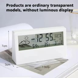 LCD Desktop Alarm Clock Transparent Calendar Weather and Digital Temperature and Humidity Display Home Appliance Smart Life