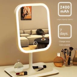Niche Modern Desktop Vanity Mirror 3 Color Light LED Makeup Mirror Touching Mirror Women Bedroom Dressing Mirror