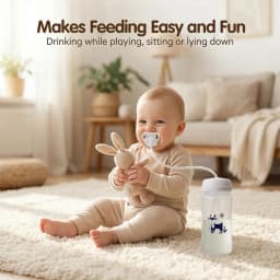 3-in-1 Hands-Free 300ML Wide-neck Baby Bottle,Milk Storage Bottle,Pacifier,Multi-Function Anti-Drop Gravity Ball Feeding Bottle