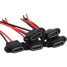 5PCS Type-C Female Chassis 2 Pin Type-C Female Socket Connector Waterproof Jack Female Charging Port 3A USB-C Charger Plug Socke