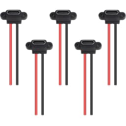 5PCS Type-C Female Chassis 2 Pin Type-C Female Socket Connector Waterproof Jack Female Charging Port 3A USB-C Charger Plug Socke