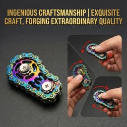 Bicycle Chain Finger Spinner, Silent CNC Machined Stainless Steel Gear Fidget Toy for Adults, Office Stress Relief & Focus Tool,