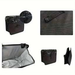 1pc Durable polyester fiber car trash can - Multi-functional folding hanging storage bag, zipper compartment, practical design