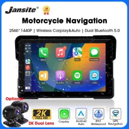 Jansite 5/7 inch Carplay Motorcycle DVR Navigation GPS Wireless CarPlay Android Auto IPX7 Display Screen Portable Moto Monitor