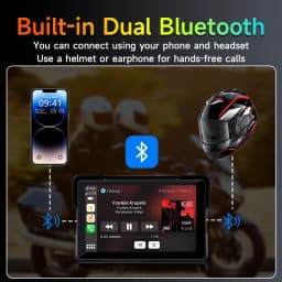 Jansite 5/7 inch Carplay Motorcycle DVR Navigation GPS Wireless CarPlay Android Auto IPX7 Display Screen Portable Moto Monitor