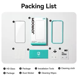 Joyroom 1/2/3pcs HD Glass Screen Protector for iPhone 18 17 16 15 14 13 Pro Max Full Screen Tempered Glass Protection for iPhone