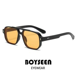 BOYSEEN Men's Square Tortoiseshell Sunglasses Preppy Style Black Frame Eyewear Can Make Prescription