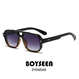 BOYSEEN Men's Square Tortoiseshell Sunglasses Preppy Style Black Frame Eyewear Can Make Prescription
