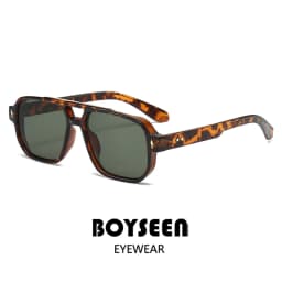 BOYSEEN Men's Square Tortoiseshell Sunglasses Preppy Style Black Frame Eyewear Can Make Prescription