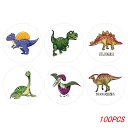 100-500pcs 1'' Round Dinosaur Stickers for Teacher Reward Stickers School Supplies Animal Incentive Roll Sticker for Home