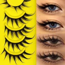 Lasvirey Cat Eye Lashes Manga Lashes Styles 3D Faux Mink Lashes Soft Cross Wispy Natural Winged End Eye Elongated Eyelash Makeup