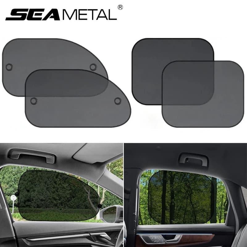 SEAMETAL Car Sun Shade Side Window Curtain Front Rear Window Sunshade Summer UV Blocking Suction Cup Car Sun Protection Curtains