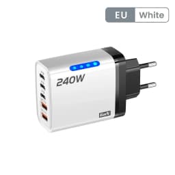 240W 5 in 1 USB C GaN Desktop Charger Fast Charge Phone Adapter 10A Type C Cable For iPhone Samsung Xiaomi EU/US/UK Plug Charger