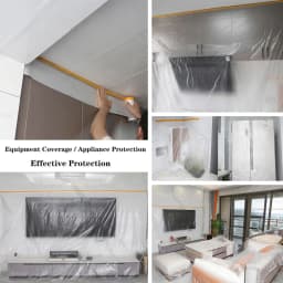 Tape and Drape, Pre-Taped Masking Film, Paint Adhesive Protective Film Roll for Covering Skirting, Frames, Cars and Auto Body