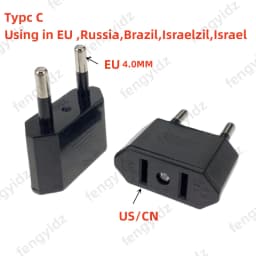 American China To EU Europe Travel Power Adapter 2 pin US To EU Plug Adapter