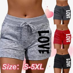 Summer Shorts Women's Love Printed Quick Drying Shorts YOGA SHORTS Women's Leisure Sports Fitness Shorts High Waist Drawstring