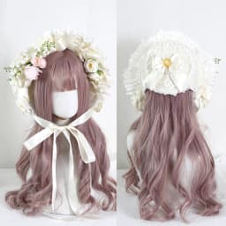 Vintage Victorian Lace Flowers Straw Hat Lolita Girl Bonnet Ruffled Cap Lace-up Adjustable