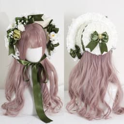Vintage Victorian Lace Flowers Straw Hat Lolita Girl Bonnet Ruffled Cap Lace-up Adjustable
