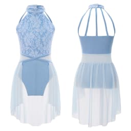 Kids Girls Sleeveless Ballet Dance Dress Lace Floral Mesh Skirted Leotard Gymnastics Modern Contemporary Lyrical Dance Clothes
