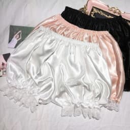 Women Girls Lolita Bloomers Ruffles Lace Trim Maid Loose Pumpkin Pants Solid Color Vintage Safety Shorts Under Skirt Panties