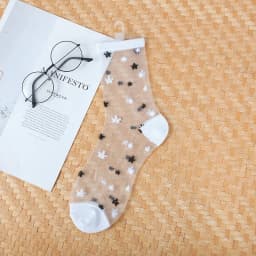 1 Pair Breathable Ultra Thin Socks Summer Women Transparent Sexy Lace Silk Crystal Black White Girls Elastic Short Socks Female