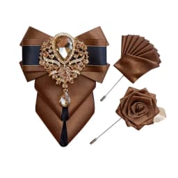 Luxury Rhinestone Bow Tie Brooch Pocket Towel Set Men's High-end Jewelry Gift Fashion New British Korean Men Wedding Accessories