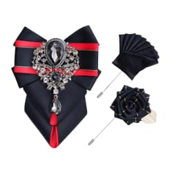 Luxury Rhinestone Bow Tie Brooch Pocket Towel Set Men's High-end Jewelry Gift Fashion New British Korean Men Wedding Accessories