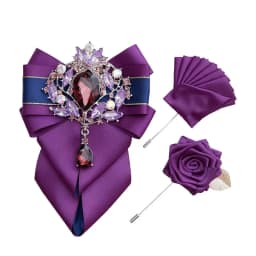 Luxury Rhinestone Bow Tie Brooch Pocket Towel Set Men's High-end Jewelry Gift Fashion New British Korean Men Wedding Accessories