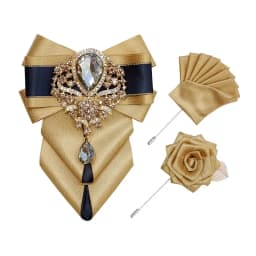 Luxury Rhinestone Bow Tie Brooch Pocket Towel Set Men's High-end Jewelry Gift Fashion New British Korean Men Wedding Accessories