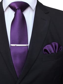 EASTEPIC 8 cm Classic Grey Twill Ties for Men in Business Suits Necktie Set Clip Handkerchief Men's Accessory Wedding Party