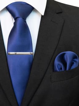 EASTEPIC 8 cm Classic Grey Twill Ties for Men in Business Suits Necktie Set Clip Handkerchief Men's Accessory Wedding Party