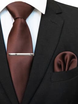 EASTEPIC 8 cm Classic Grey Twill Ties for Men in Business Suits Necktie Set Clip Handkerchief Men's Accessory Wedding Party