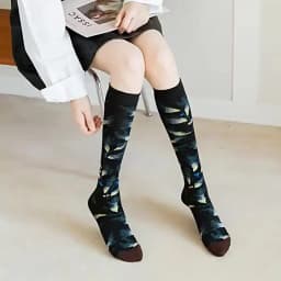 Cotton Retro Style Oil Painting Abstract Leg Medias Long Socks Women Over KneeThigh High Stockings Ladies Girls Warm Knee Socks