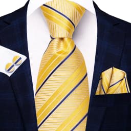 2026 New Design Yellow Gold Paisley Fashion Brand Tie for Men Wedding Party Necktie Handky Cufflinks Gift Wholesale Hi-Tie