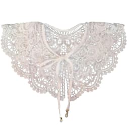 Royal Style Cotton Fake Collar Shawl Wrap Hollow Out Floral Lace Ruffled Trim Necklace Pointed Lapel Blouse Dropshipping