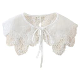 Royal Style Cotton Fake Collar Shawl Wrap Hollow Out Floral Lace Ruffled Trim Necklace Pointed Lapel Blouse Dropshipping