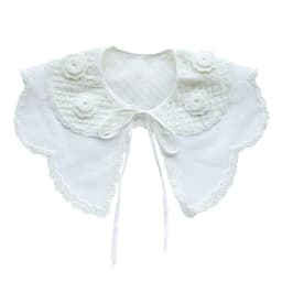 Royal Style Cotton Fake Collar Shawl Wrap Hollow Out Floral Lace Ruffled Trim Necklace Pointed Lapel Blouse Dropshipping