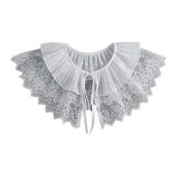 Royal Style Cotton Fake Collar Shawl Wrap Hollow Out Floral Lace Ruffled Trim Necklace Pointed Lapel Blouse Dropshipping
