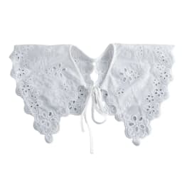 Royal Style Cotton Fake Collar Shawl Wrap Hollow Out Floral Lace Ruffled Trim Necklace Pointed Lapel Blouse Dropshipping