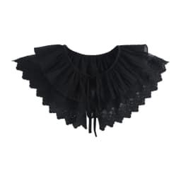 Royal Style Cotton Fake Collar Shawl Wrap Hollow Out Floral Lace Ruffled Trim Necklace Pointed Lapel Blouse Dropshipping