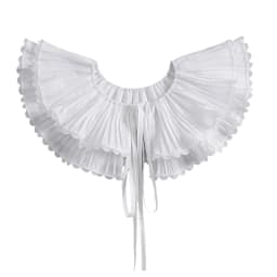 Royal Style Cotton Fake Collar Shawl Wrap Hollow Out Floral Lace Ruffled Trim Necklace Pointed Lapel Blouse Dropshipping